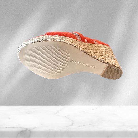 SaksFifth Avenue Red Suede espadrille Wedges NWT size8 - Picture 7 of 7